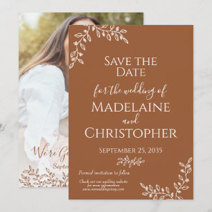 Save The Date Rustique Terracotta Botanique Boho Mariage photo