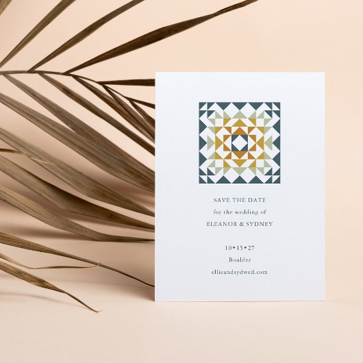 Save The Date Rustique Turquoise vert Automne Mariage géométriqu