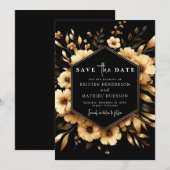 Save The Date Rustique Unique or et Mariage noir (Devant / Derrière)