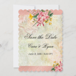 Save The Date Rustique Vintage Pays rose Floral Élégant