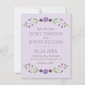 Save The Date Rustique violet et vert Mariage floral (Devant)