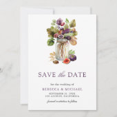 Save The Date Rustique violet Fig Mason Jar Mariage photo (Devant)