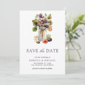 Save The Date Rustique violet Fig Mason Jar Mariage photo (Debout devant)
