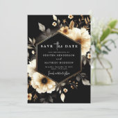 Save The Date Rustique Whimsical Gold et Mariage noir (Debout devant)