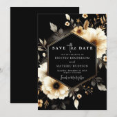 Save The Date Rustique Whimsical Gold et Mariage noir (Devant / Derrière)