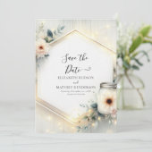 Save The Date Rustique Whimsical Mason Jar Mariage (Debout devant)