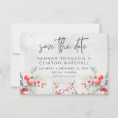 Save The Date Rustique Winter Holly & Pine Mariage (Devant)