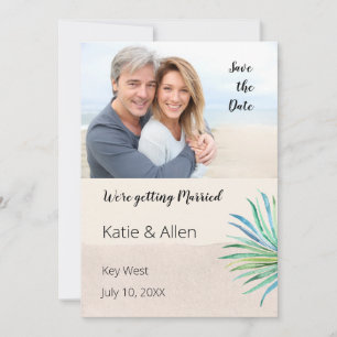 Save The Date Sable Brush Stroke Beige Photo Enregistrer la date