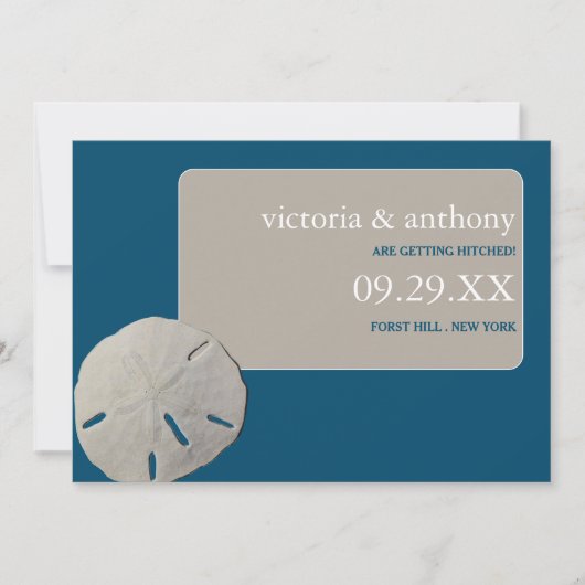 Save The Date Sable dollar Ocean Blue Beach Wedding Enregistrer  (Devant)