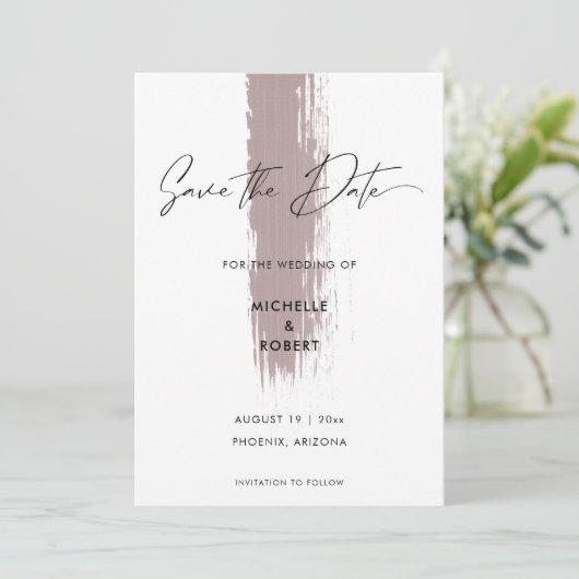 Save The Date Sable simple moderne Sable Teracotta Brush Strot (Debout devant)