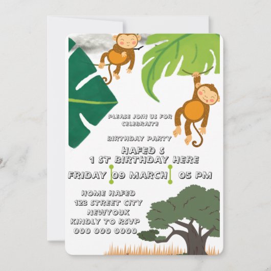 Save The Date Safari Anniversaire Invitation, Wild One Birthday  (Devant)