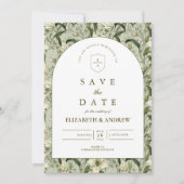 Save The Date Sage Botanical Arch Elegant Wedding (Devant)