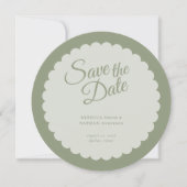 Save The Date Sage classique Vert Script Mariage de saint Jacque (Devant)