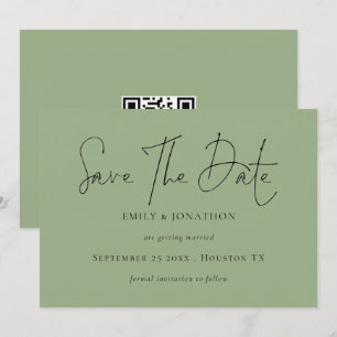 Save The Date Sage De Script Minimaliste Vert Enregistrer La Dat