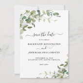 Save The Date Sage Eucalyptus Greenery Wedding Enregistrer la da (Devant)
