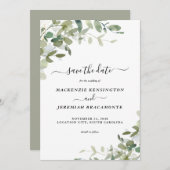 Save The Date Sage Eucalyptus Greenery Wedding Enregistrer la da (Devant / Derrière)