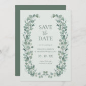 Save The Date Sage Eucalyptus Photo Enregistrer La Date (Devant / Derrière)