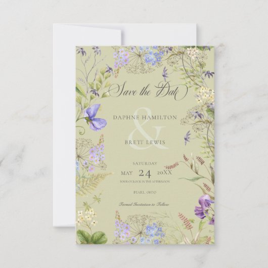 Save The Date Sage Fleur sauvage rustique Lavande & Sage (Devant)