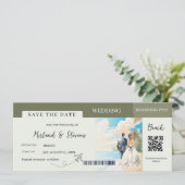 Save The Date Sage green Beach Bateau Passe mariage (Debout devant)