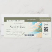 Save The Date Sage green Beach Bateau Passe mariage (Devant)