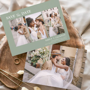 Save The Date Sage Green Enregistrer la date 4 Photo simple