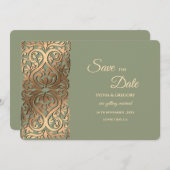 Save The Date Sage Green et Faux Gold Enregistrer la date Elegan (Devant / Derrière)