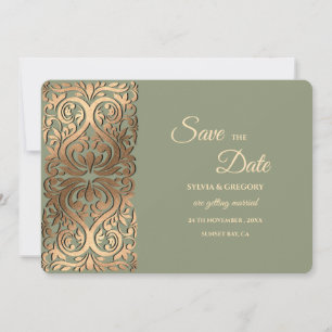 Save The Date Sage Green et Faux Gold Enregistrer la date Elegan