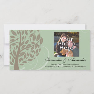 Save The Date Sage Green et Soft Brown Eco Tree