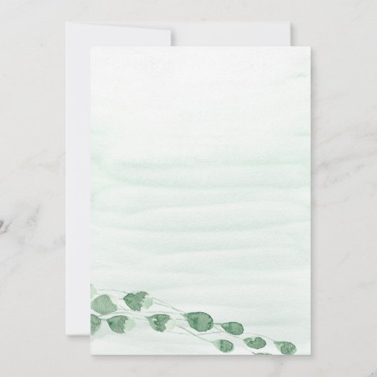 Save The Date Sage Green Eucalyptus Garland Gold Mariage ovale (Dos)