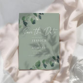 Save The Date Sage & Green Feuille Mariage moderne
