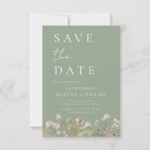 Save The Date Sage Green Fleurs sauvages Boho Enregistrer la dat (Devant)