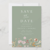 Save The Date Sage Green Fleurs sauvages Boho Enregistrer la dat (Devant)