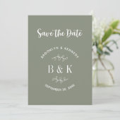 Save The Date Sage Green Floral Botanique Mariage Nom du couple (Debout devant)