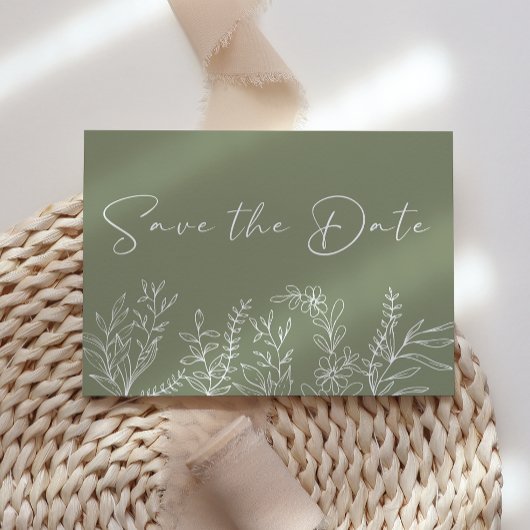 Save The Date Sage Green Flowers Boho Enregistrer La Date