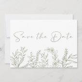 Save The Date Sage Green Flowers Boho Enregistrer La Date (Devant)