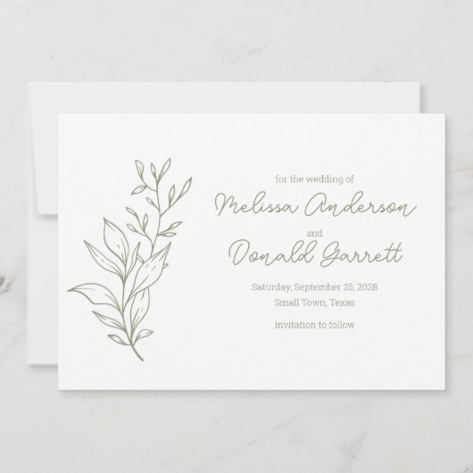Save The Date Sage Green Flowers Boho Enregistrer La Date (Dos)
