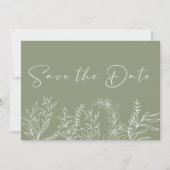 Save The Date Sage Green Flowers Boho Enregistrer La Date (Devant)