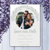 Save The Date Sage Green Garland Photo Enregistrer la date