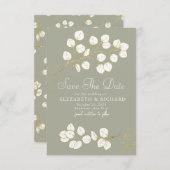 Save The Date Sage Green Gold Green Vert verdure Eucalyptus Feui (Devant / Derrière)