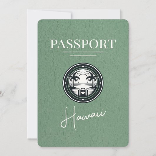 Save The Date Sage Green Hawaii Passeport Enregistrer La Date (Devant)