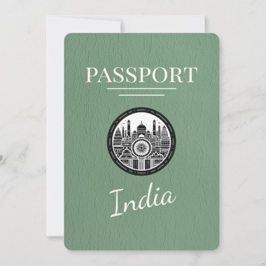 Save The Date Sage Green India Passeport Enregistrer La Date (Devant)