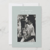 Save The Date Sage Green Line Art Leaf Monogramme Mariage (Devant)