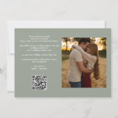 Save The Date Sage Green Mariage 2 Photo QR Code Élégant Script (Dos)
