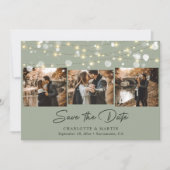 Save The Date Sage Green Mariage 4 Photo Collage Enregistrer La (Devant)