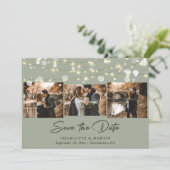 Save The Date Sage Green Mariage 4 Photo Collage Enregistrer La (Debout devant)