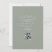 Save The Date Sage Green Mariage Photo Script élégant Code QR (Dos)
