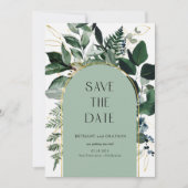 Save The Date Sage Green, Modern Botanical Greenery Code QR (Devant)