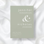 Save The Date Sage Green Moderne Ampersand Typographie Mariage