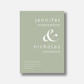 Save The Date Sage Green Moderne Ampersand Typographie Mariage