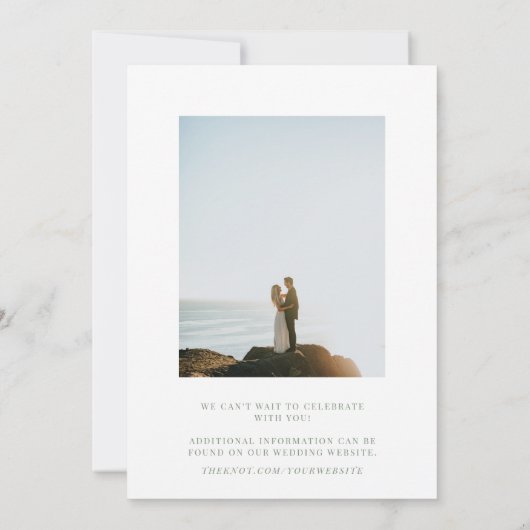 Save The Date Sage Green Moderne Mariage élégant Gras Texte&Phot (Dos)